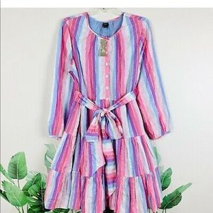 J.Crew dress, NWT, pastels with silver detail.